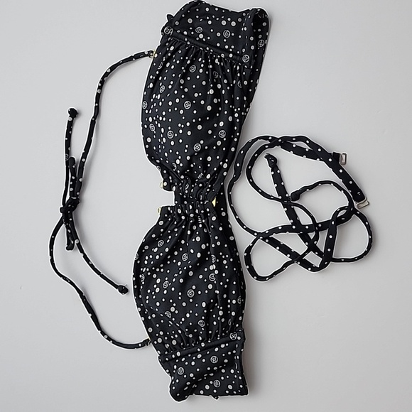 Victoria's Secret Black White Polka  Dot Bikini Bandeau Swim Top Padded Sz Small - Picture 12 of 12
